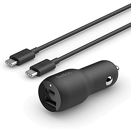 $15.48 | Belkin 37W Dual Port Fast Car Charger with 3.3ft USB-C Cable Included, at Amazon