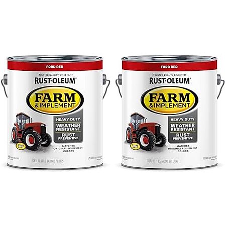 $66.96 | 2-Pack 1-Gallon Rust-Oleum Farm & Implement Enamel Paint (Ford Red) at Amazon