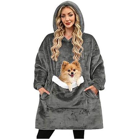 $14.99* | Bupekbee Women's Wearable Hooded Sherpa Blanket Sweatshirt (Select Colors) at Amazon
