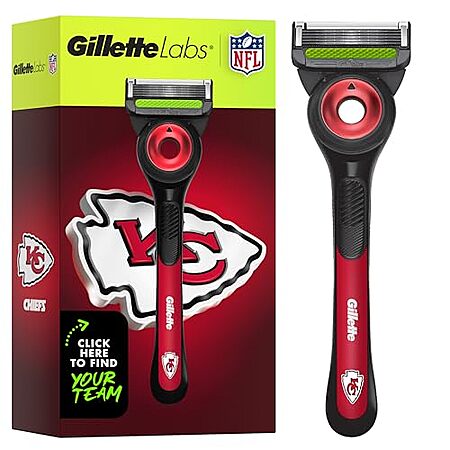 $11.74 | Gillette Labs Special NFL Edition Razor w/ 4 Refills & Magnetic Stand (Chiefs) at Amazon
