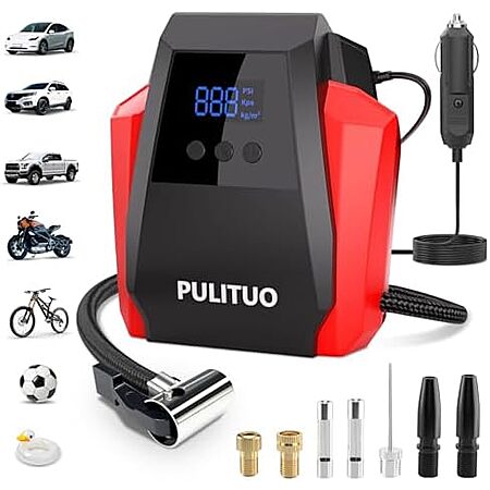 $10.49* | PULITUO Tire Inflator Portable Air Compressor at Amazon