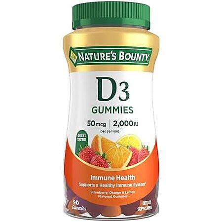 [SnS, AC] $9.06 | 2 × 90-Count Nature's Bounty Vitamin D3 Gummies (Strawberry, Orange, Lemon) ($4.53 each) at Amazon