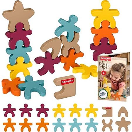 $4.99* | 16-Piece Fisher-Price Wood Montessori Toy Stacking Shapes at Amazon
