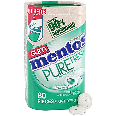 [SnS, AC] $5.39* | 2 × 80-Count Mentos Pure Fresh Spearmint Sugar Free Gum With Xylitol Sweetener (Spearmint) ($2.70 each) at Amazon