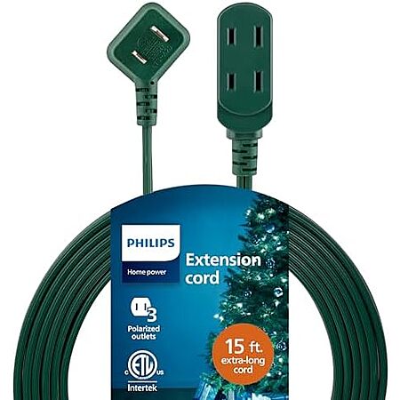 $7.90 | 15-Foot 3-Outlet Philips Extension Cord (Green) at Amazon