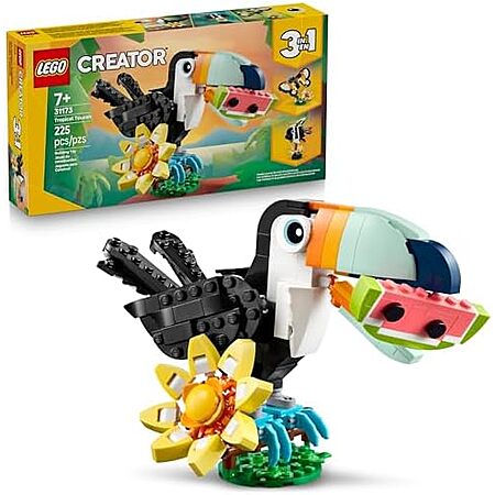 $13.49* | 225-pc LEGO Creator 3-in-1 Wild Animals Tropical Toucan Building Toy Set (31173) at Amazon