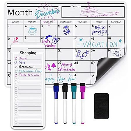 $9.44* | 12"x17" Amazon Basics Magnetic Dry Erase Whiteboard Calendar w/ Markers & Eraser at Amazon