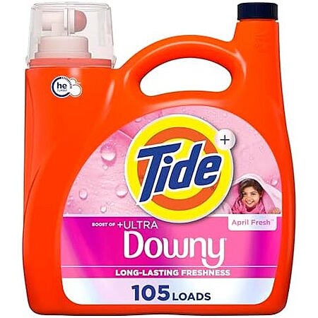 [SnS, AC] $56.67 | 4 × Tide Plus Boost of Ultra Downy Liquid Laundry Detergent, April Fresh Scent, 148 fl oz, 105 Loads ($14.17 each) at Amazon