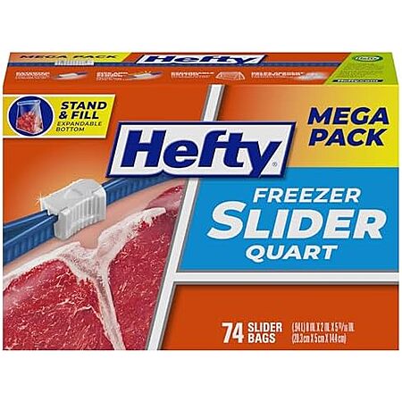 [SnS, AC] $12.80 | 2 × 74-Count 1-Quart Hefty Slider Freezer Kitchen Storage Bags ($6.40 each) at Amazon