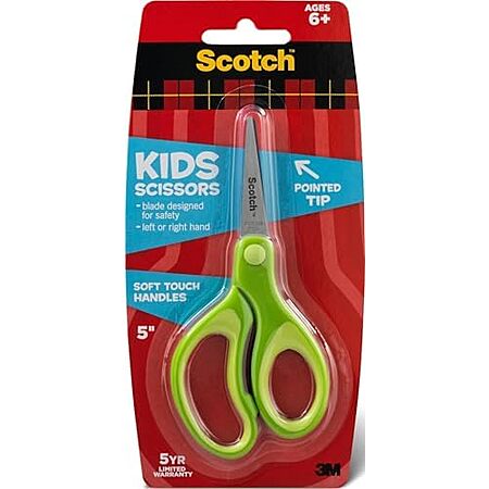 $1.99 | Scotch Kids Pointed Tip Scissors with Soft Touch, 5 Inches (Colors may vary) at Amazon