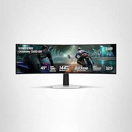 $799.99* | 49″ SAMSUNG Odyssey OLED G9 Dual QHD QD-OLED G-Sync Compatible Curved Gaming Monitor, 144Hz, 0.03ms (G91SD) at Amazon