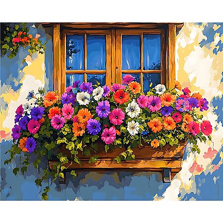 Paint by Numbers Kit for Adults, Flower Window DIY Painting Kit, 16x20 Inch