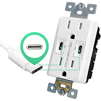 SZICT 36W Quick Charge Outlet with Type-C Power Delivery Port, Tamper-Resistant Outlet, UL Listed, White 1 Pack $21.99