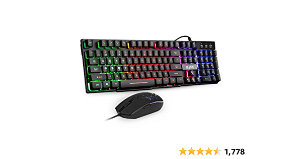 Mafiti Gaming Keyboard and Mouse Combo, Wired RGB Backlit Computer Keyboard with USB RGB Gaming Mouse Design for Windows PC Laptop Desktop Notebook - $16.49