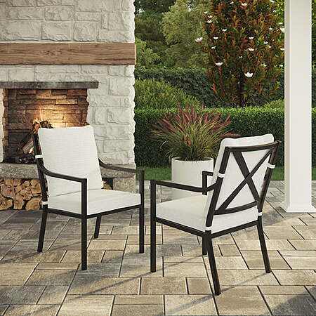 (YMMV)My Texas House Cambria 2-Pack Steel Outdoor Patio Dining Chairs, White/Black