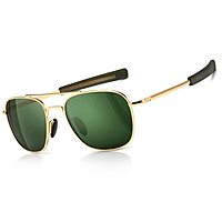 Aviator style sunglasses, helmet fit style like Randolph. $10.50 Amazon