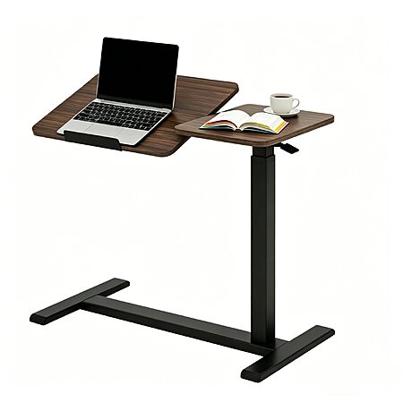 KEIKI Adjustable Height Rolling Standing Laptop Desk w/ Tiltable Top (Walnut)