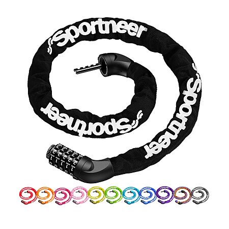 Sportneer Bike Lock: 5 Digit Combination Lock with 2.6 feet Length