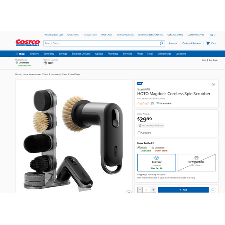 [Costco Members] - HOTO Magdock Cordless Spin Scrubber