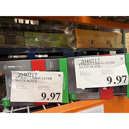 [Costco Members] - In Store: KWIKSET LISBON LEVER MATTE BLACK [YMMV]