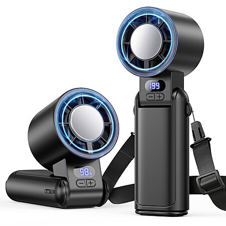 Deyhoc 3600mAh Rechargeable Portable Handheld Turbo Fan (Black) $7 