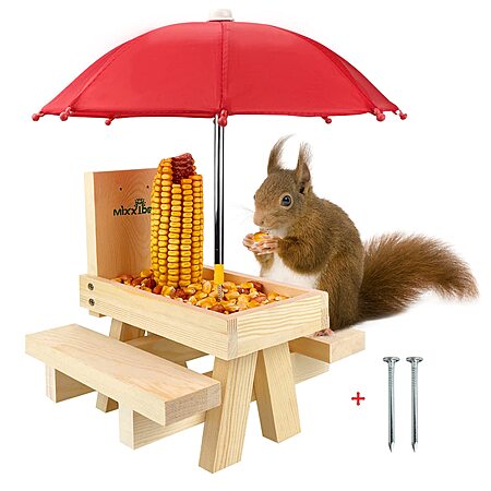 MIXXIDEA Squirrel Feeder Picnic Table w/ Umbrella $9.35