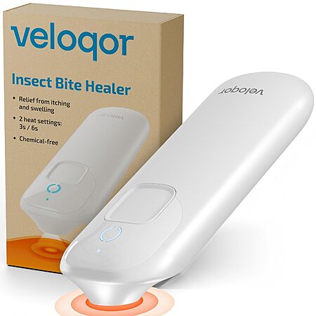 Veloqor Mosquito Bite Relief Tool w/ Dual Heat Modes & Night Light $12.30