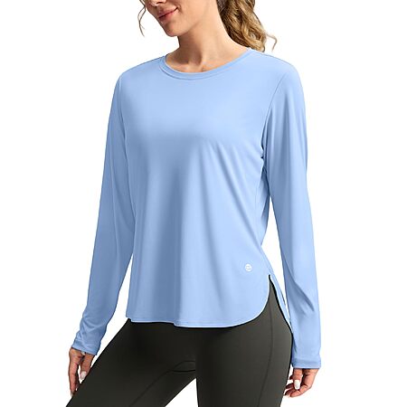 Women's Sun Shirts UPF 50+ Long Sleeve UV Protection Shirt Lightweight Quick Dry Workout Hiking Tops for Women(Haze Blue,S)