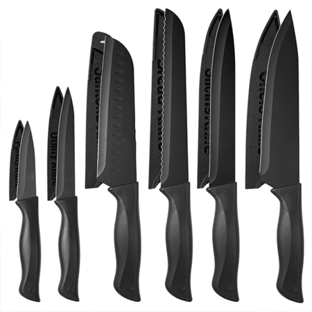 6-Pc NULAS Kitchen Knife Set w/ Covers (Black) $10