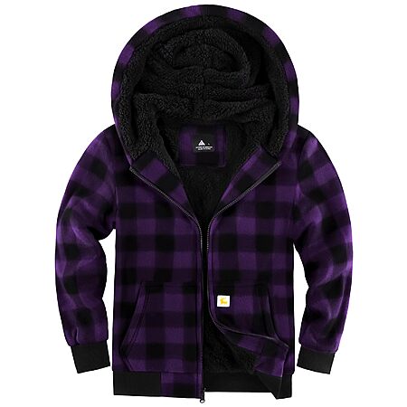 Amazon – Boys Sherpa-Lined Hooded Plaid Jacket - $14.99–$19.99 w/ Code