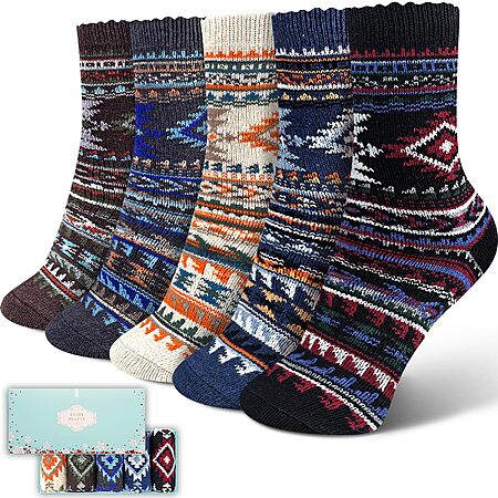 Amazon – ICEIVY Women's Warm Vintage Socks, 5-Pair Set - $8.49–$10.99 w/ Code