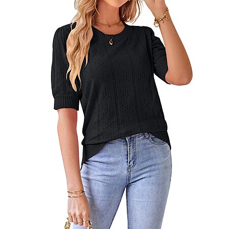 GRACE KARIN Women's Puff Short Sleeve Knit Top $7