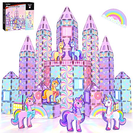 100-Pc GobiDex Magnetic Tiles Unicorn Theme Building Set $20 + Free S&H