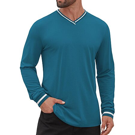 Amazon – Hardaddy Men's Ribbed V-Neck Long-Sleeve Shirt - $8.99–$9.99 w/ Code
