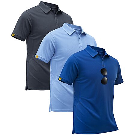 3-Pk SECOOD Men's Polo Shirts $17