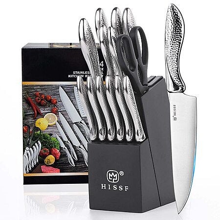 Amazon – HISSF 14-Pc Kitchen Knife Set w/ Self-Sharpening Block - $28.99 w/ Code