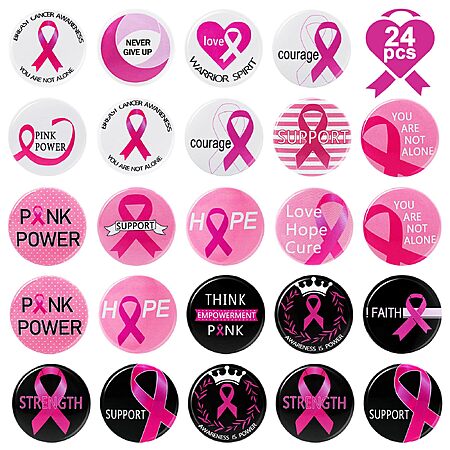Amazon – 24-Pack Pink Ribbon Breast Cancer Awareness Pins - $3.49 w ...
