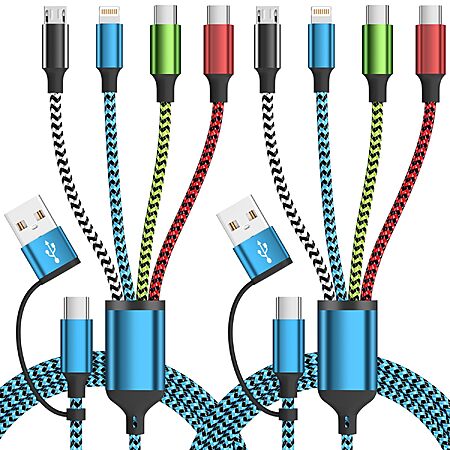 Amazon – Jogrytece 2-Pack 5-Ft 4-in-2 Multi Charging Cables - $7.41 w/ Code