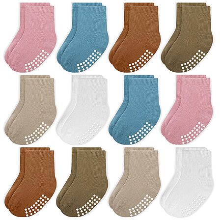 Amazon – JAKIDAR 12-Pack Baby & Toddler Non-Slip Crew Socks - $7.24–$7.49 w/ Code