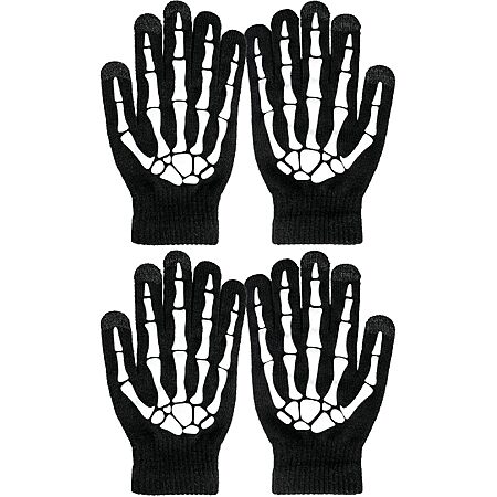 2-Pairs OTPEH Glow in the Dark Skeleton Costume Gloves