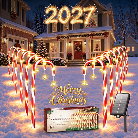 Amazon – KELME 12-Pack Solar Candy Cane Christmas Lights - $23.99 w/ Code
