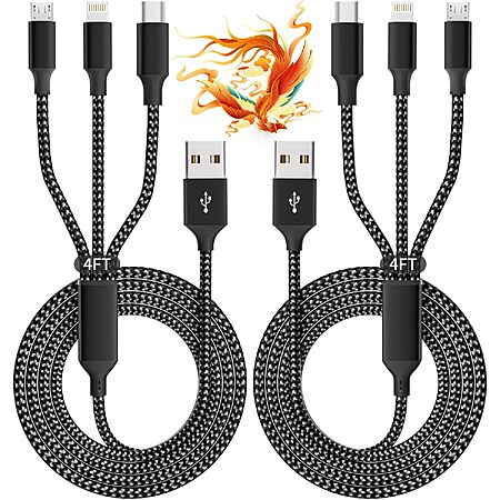Amazon – MPATIBY 2-Pack 4' 3-in-1 Multi Charging Cables - $4.90 w/ Code ...