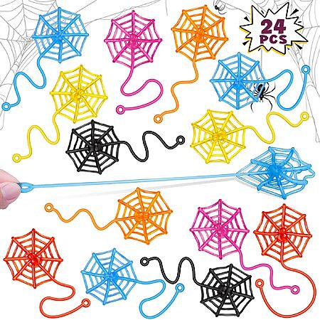24-Pc Sticky Spider Web Hands