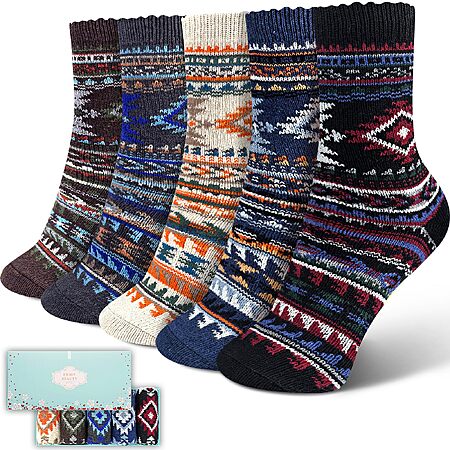 Amazon – ICEIVY Women's Wool-Blend Crew Socks, 5-Pair - $6.99–$12.49 w/ Code