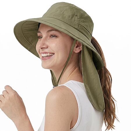 Facecozy Women's Wide-Brim Sun Hat w/ Neck Flap