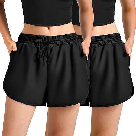 Leafigure Women's 2-Pack Running Shorts w/ Pockets - $7.14–$8.24