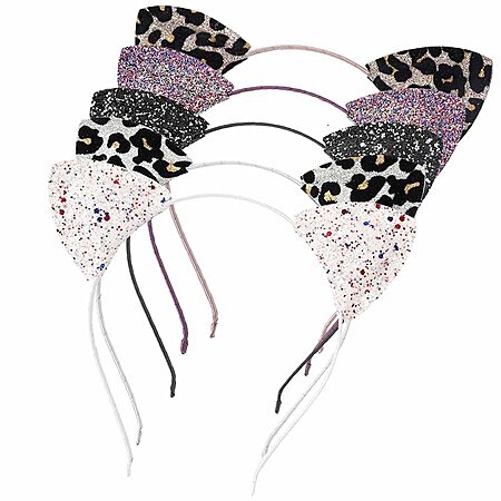 Halloween Cosplay Cat Ears Headband for women, Multicolor Glitter