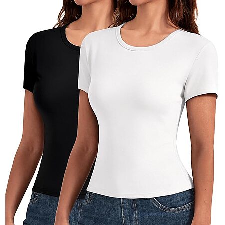 Leafigure 2-Pack Women's Basic Tees - $3.99-$4.99