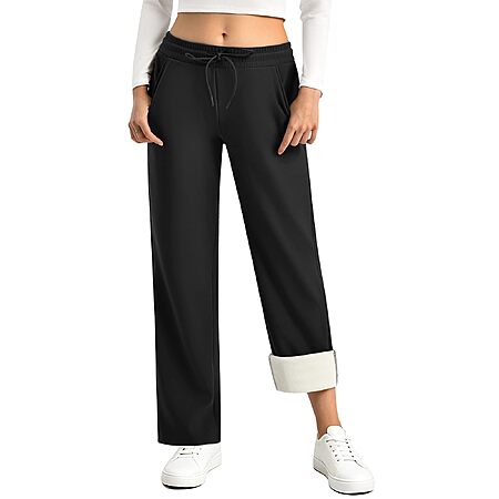 Women's Fleece-Lined Wide-Leg Sweatpants