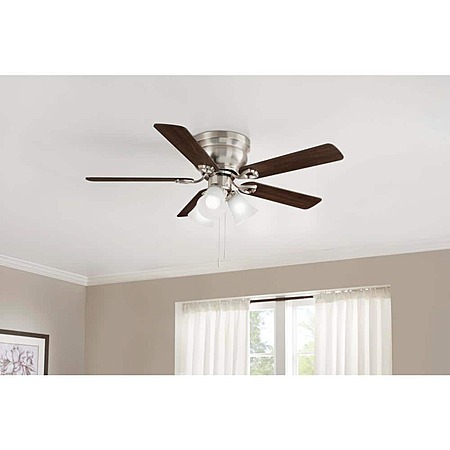 Hampton Bay Clarkston II 44 in. LED Indoor Brushed Nickel Ceiling Fan with Light Kit $49.98